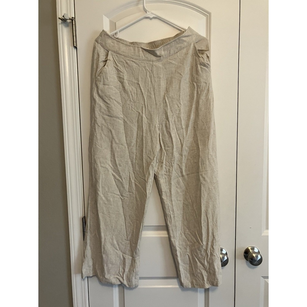 Anrabess Pants Women Size M Tan Like New Lightweight Chino Elastic Waist